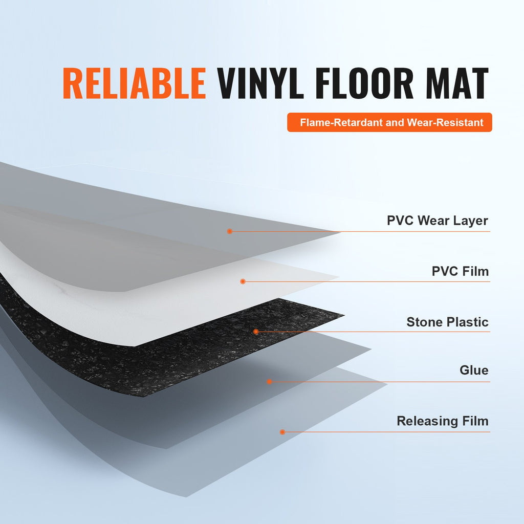 Lipnios vinilinės grindų plytelės VEVOR WB-4503, 50 vnt. (4,65 m²)