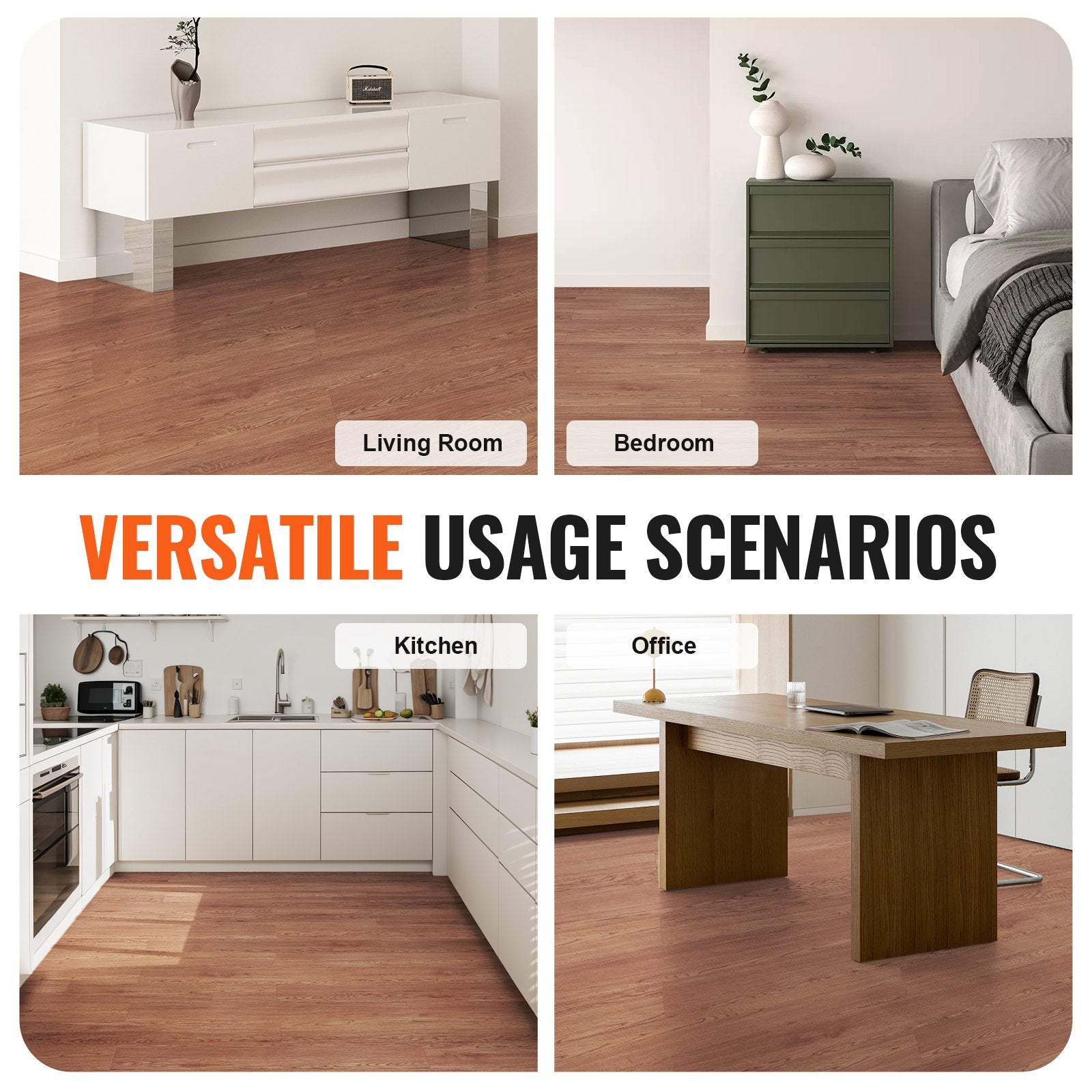 Lipnios vinilinės grindų plytelės VEVOR WB-05-26, 2,5 mm storio