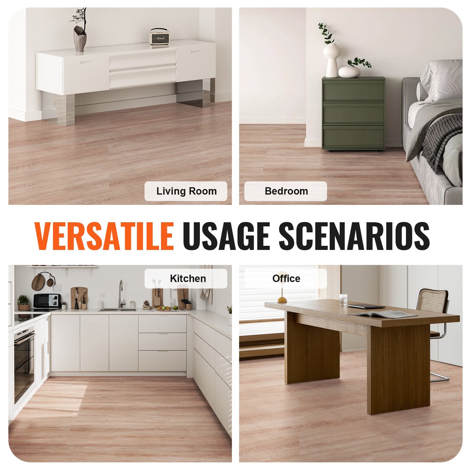 Lipnios vinilinės grindų plytelės VEVOR WB-1002-7, 2,5 mm storio
