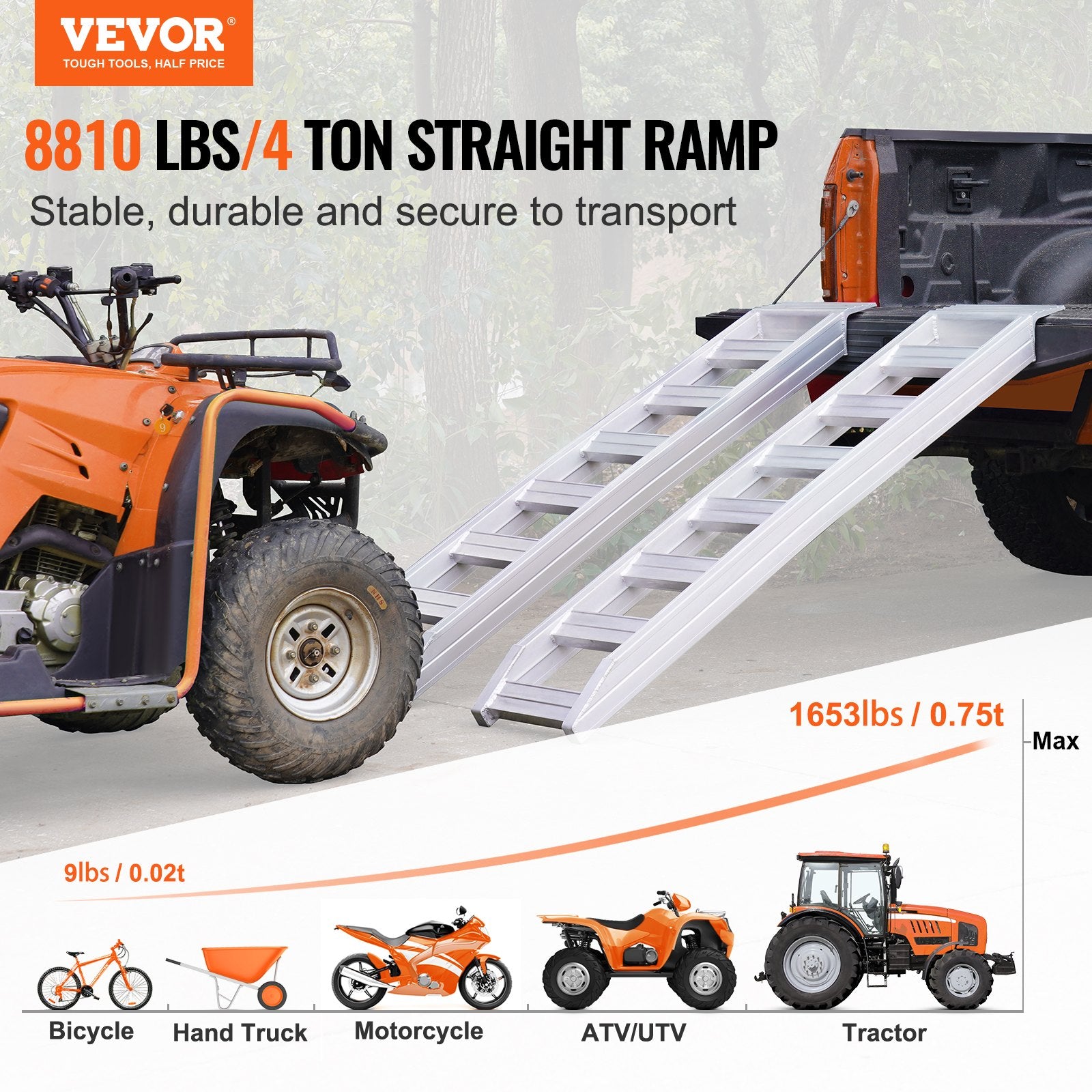 Aliumininės rampos VEVOR AGR-210-1838-1, 4 tonos