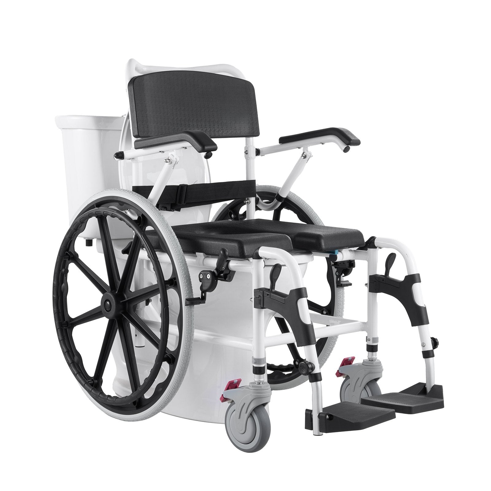 Neįgaliojo vežimėlis-kėdė dušui ir tualetui VEVOR HFK-3301-24, 136 kg apkrova