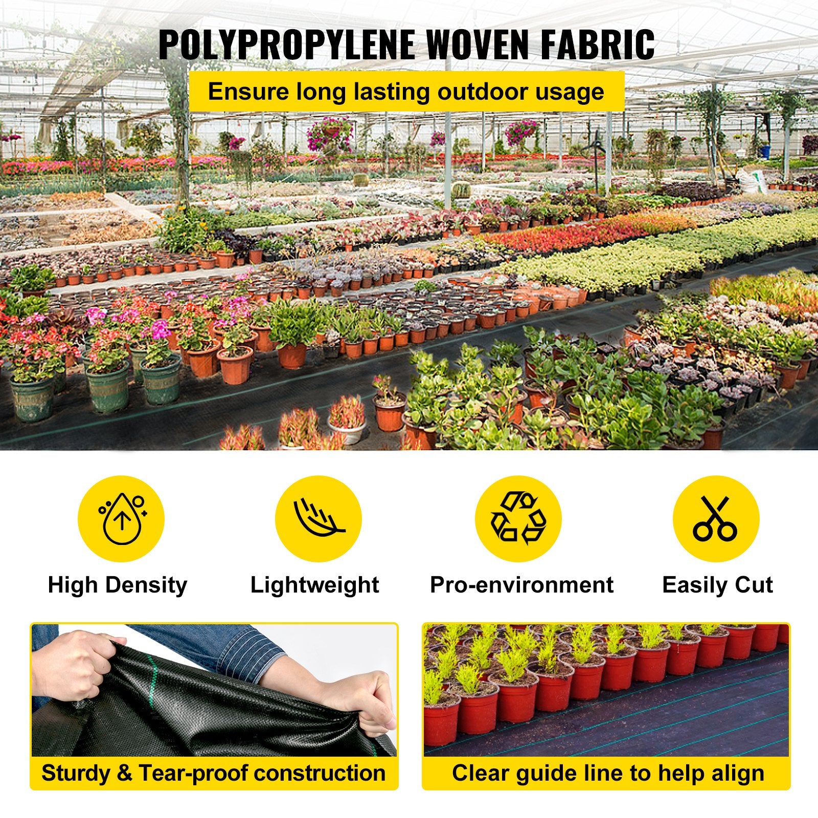 Geotekstilė nuo piktžolių VEVOR 200 x 9144 cm, 90,7 g/m²