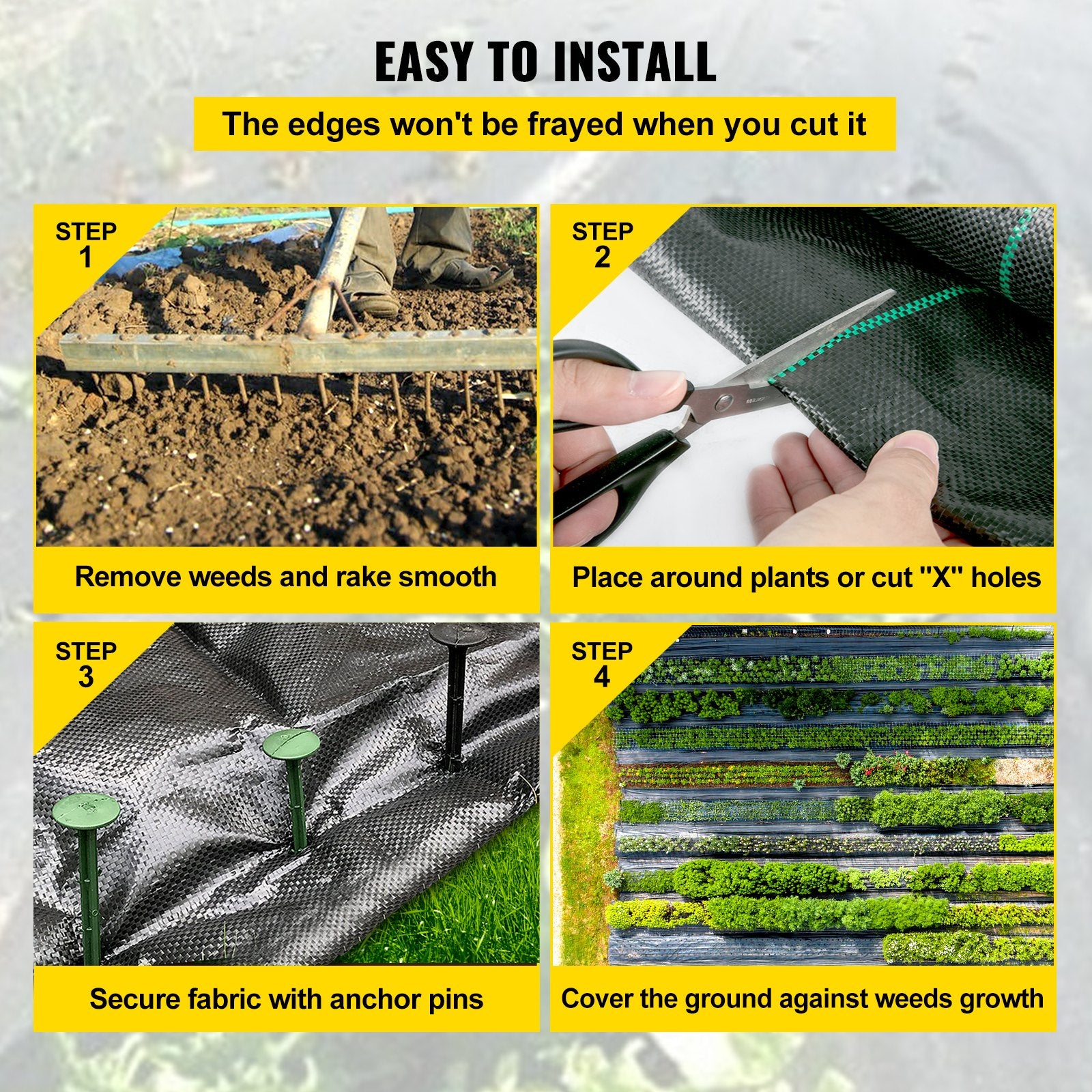 Geotekstilė nuo piktžolių VEVOR 200 x 9144 cm, 90,7 g/m²
